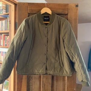 Madewell Olive Quilted Bomber